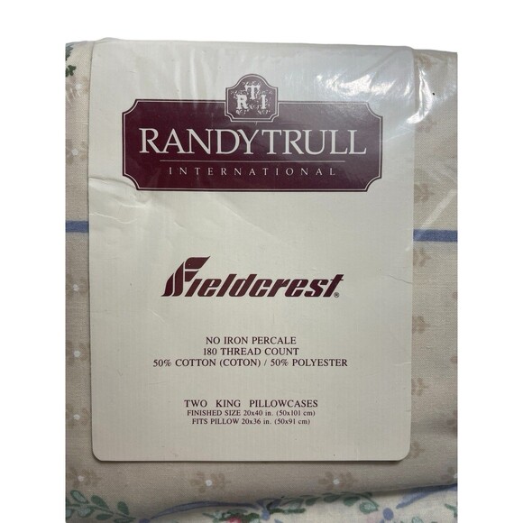 Vintage Fieldcrest Maidstone Cottage Rose Eyelet King Pillowcase Set 1980s New - Picture 5 of 7